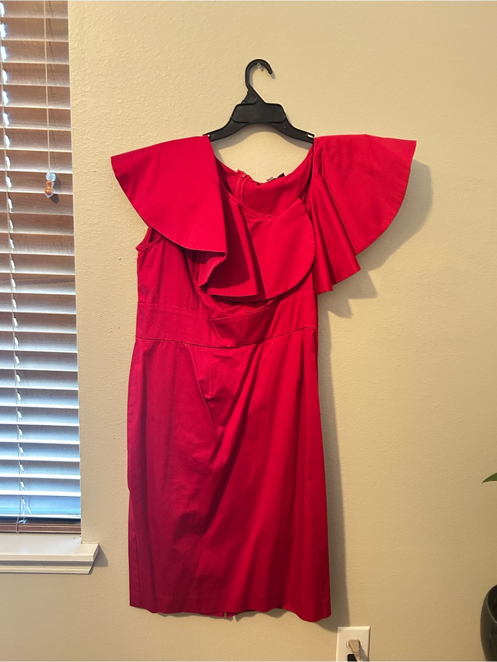 Monif C. One-Shoulder Red Ruffle Dress